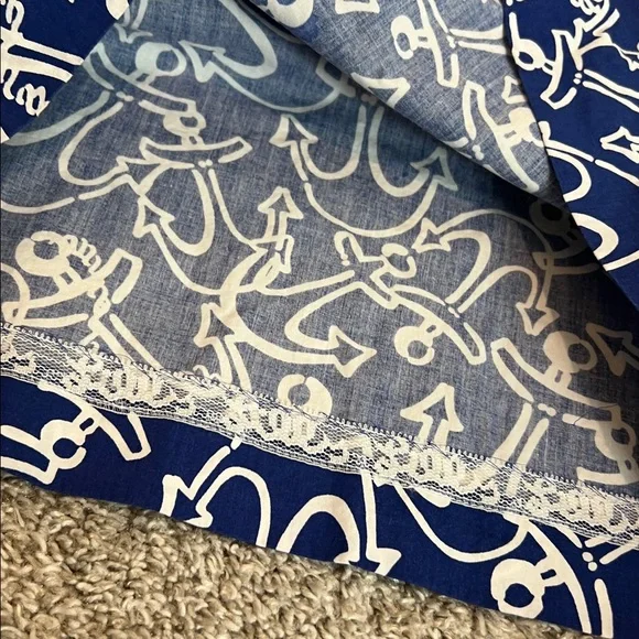 Lilly Pulitzer Blue Anchor Skirt Small Elastic Waist Pockets Coastal Nautical - Picture 14 of 16
